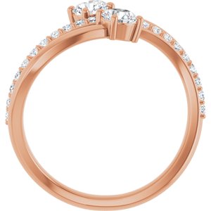 14K Rose Gold 3/4 CTW Natural Diamond Two-Stone Ring