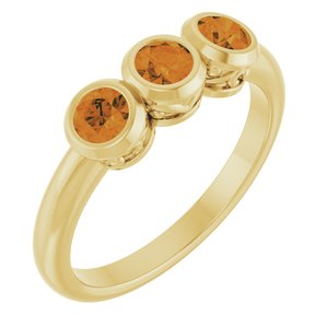14K Yellow Gold Natural Citrine Three-Stone Ring
