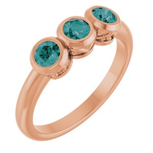 14K Rose Gold Lab-Grown Alexandrite Three-Stone Bezel-Set Ring