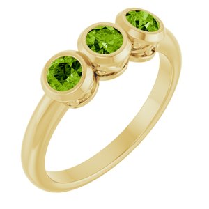 14K Yellow Gold Natural Peridot Three-Stone Ring