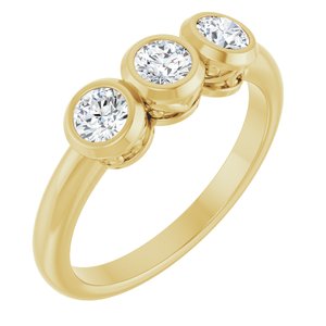 14K Yellow Gold Natural White Sapphire Three-Stone Ring