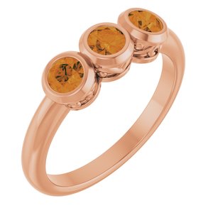14K Rose Gold Natural Citrine Three-Stone Ring