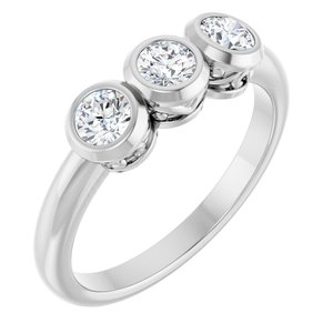 Platinum 1/2 CTW Natural Diamond Three-Stone Ring