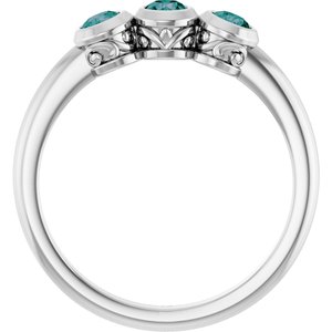 Platinum Natural Alexandrite Three-Stone Ring