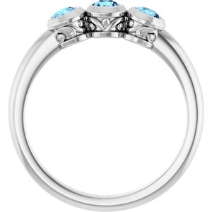 Sterling Silver Natural Aquamarine Three-Stone Ring