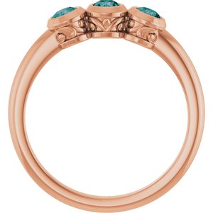 14K Rose Gold Natural Alexandrite Three-Stone Ring