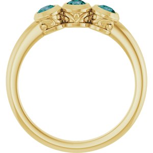 14K Yellow Gold Natural Alexandrite Three-Stone Ring