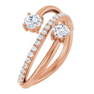 14K Rose Gold 3/4 CTW Natural Diamond Two-Stone Ring