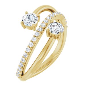 14K Yellow Gold 3/4 CTW Natural Diamond Two-Stone Ring