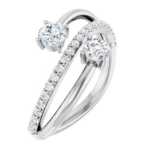 14K White Gold 3/4 CTW Natural Diamond Two-Stone Ring