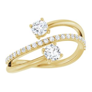 14K Yellow Gold 3/4 CTW Lab-Grown Diamond Two-Stone Ring