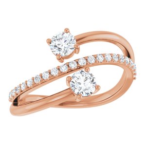 14K Rose Gold 3/4 CTW Natural Diamond Two-Stone Ring