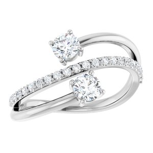 14K White Gold 3/4 CTW Lab-Grown Diamond Two-Stone Ring