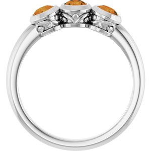 Sterling Silver Natural Citrine Three-Stone Ring