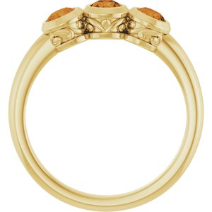14K Yellow Gold Natural Citrine Three-Stone Ring