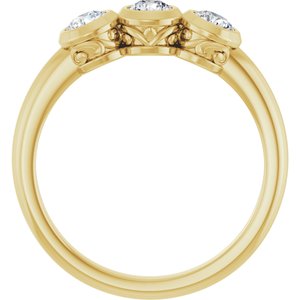 14K Yellow Gold Natural White Sapphire Three-Stone Ring