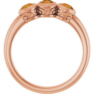 14K Rose Gold Natural Citrine Three-Stone Ring