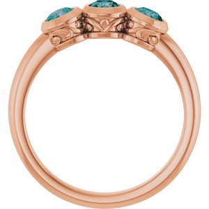 14K Rose Gold Lab-Grown Alexandrite Three-Stone Bezel-Set Ring