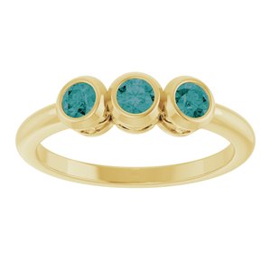 14K Yellow Gold Natural Alexandrite Three-Stone Ring
