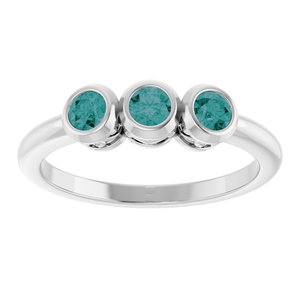 Platinum Natural Alexandrite Three-Stone Ring