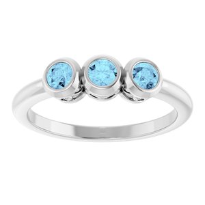 Sterling Silver Natural Aquamarine Three-Stone Ring