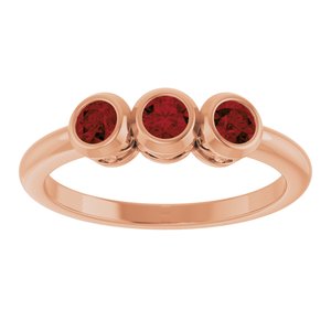 14K Rose Gold Natural Mozambique Garnet Three-Stone Ring