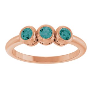 14K Rose Gold Natural Alexandrite Three-Stone Ring