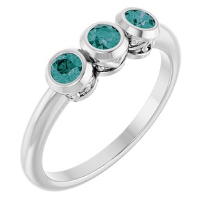 Platinum Natural Alexandrite Three-Stone Ring