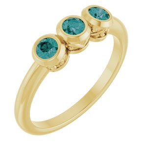 14K Yellow Gold Natural Alexandrite Three-Stone Ring