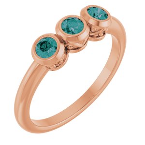 14K Rose Gold Natural Alexandrite Three-Stone Ring
