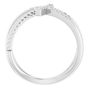 Platinum 1/10 CTW Natural Diamond Cross Rope Ring