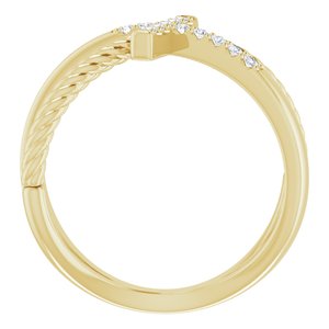 14K Yellow Gold 1/10 CTW Natural Diamond Cross Rope Ring
