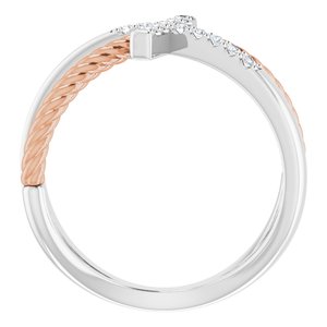 14K White/Rose Gold 1/10 CTW Natural Diamond Cross Rope Ring