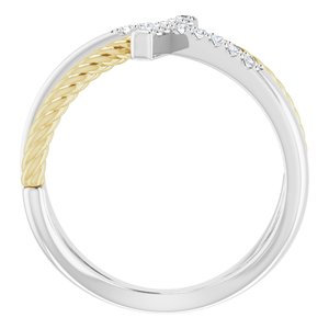 14K White/Yellow Gold 1/10 CTW Natural Diamond Cross Rope Ring