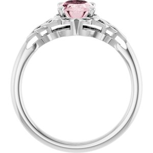 14K White Gold Natural Pink Morganite Celtic-Inspired Ring