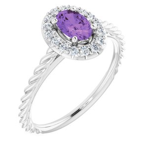 Platinum Natural Amethyst & 1/8 CTW Natural Diamond Ring