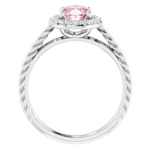 14K White Gold Natural Pink Morganite & 1/6 CTW Natural Diamond Ring
