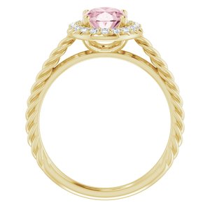 14K Yellow Gold Natural Pink Morganite & 1/6 CTW Natural Diamond Ring