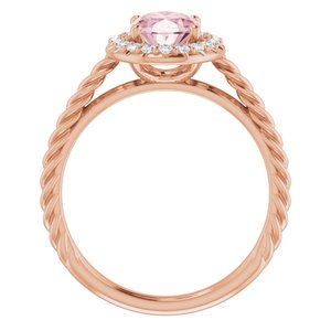 14K Rose Gold Natural Pink Morganite & 1/6 CTW Natural Diamond Ring