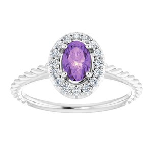 Platinum Natural Amethyst & 1/8 CTW Natural Diamond Ring