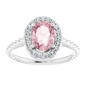 14K White Gold Natural Pink Morganite & 1/6 CTW Natural Diamond Ring