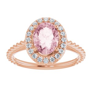 14K Rose Gold Natural Pink Morganite & 1/6 CTW Natural Diamond Ring