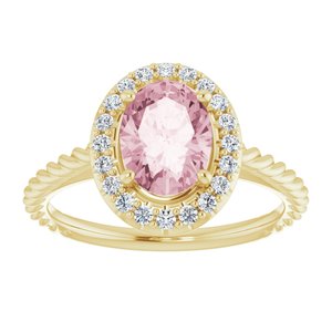 14K Yellow Gold Natural Pink Morganite & 1/6 CTW Natural Diamond Ring
