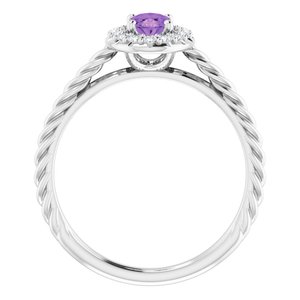 Platinum Natural Amethyst & 1/8 CTW Natural Diamond Ring