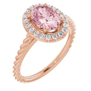 14K Rose Gold Natural Pink Morganite & 1/6 CTW Natural Diamond Ring