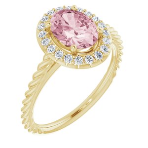 14K Yellow Gold Natural Pink Morganite & 1/6 CTW Natural Diamond Ring
