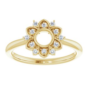 14K Yellow Gold 1/10 CTW Natural Diamond Starburst Ring