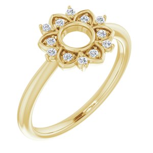 14K Yellow Gold 1/10 CTW Natural Diamond Starburst Ring