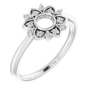 14K White Gold 1/10 CTW Natural Diamond Starburst Ring