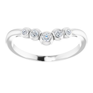 14K White Gold 1/10 CTW Natural Diamond Graduated V Ring